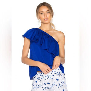 Milly One Shoulder Top in Cobalt